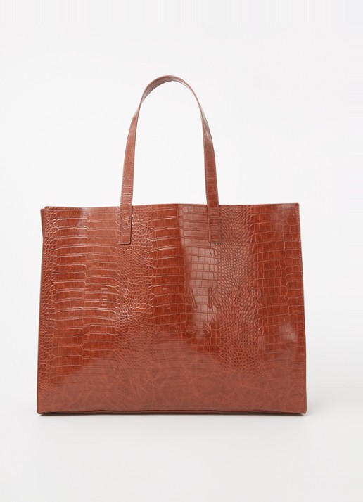 Ted Baker Alicon shopper met crocostructuur - voorkant bruin