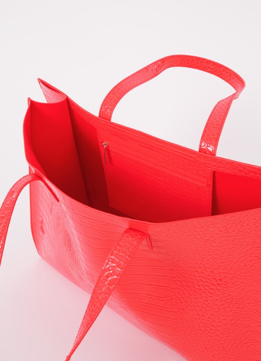 Ted Baker Alicon shopper met crocostructuur - detail koraal