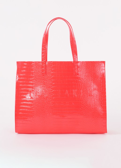 Ted Baker Alicon shopper met crocostructuur - voorkant 3 koraal