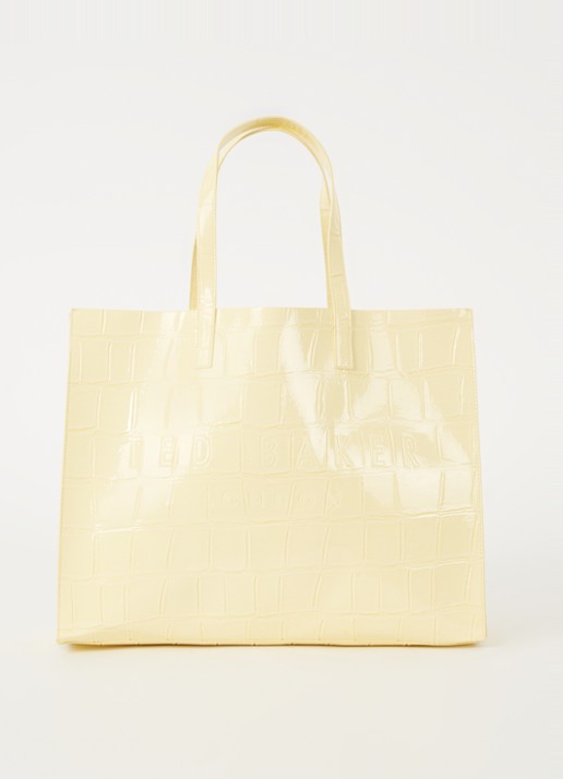 Ted Baker Alicon shopper met crocostructuur - voorkant 4 lichtgeel