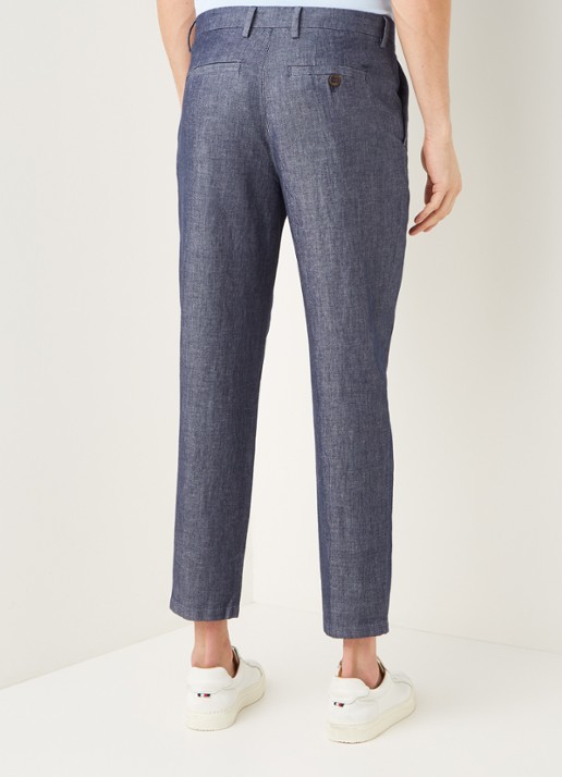 Ted Baker Bambtro tapered fit cropped pantalon in linnenblend - achterkant 3 donkerblauw