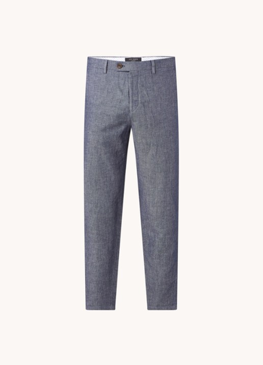 Ted Baker Bambtro tapered fit cropped pantalon in linnenblend - voorkant 4 donkerblauw