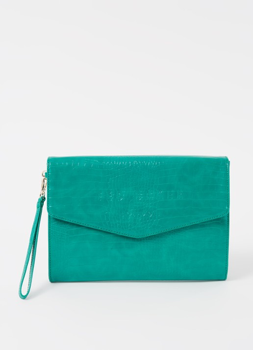 Ted Baker Crocey clutch met crocostructuur - voorkant groen