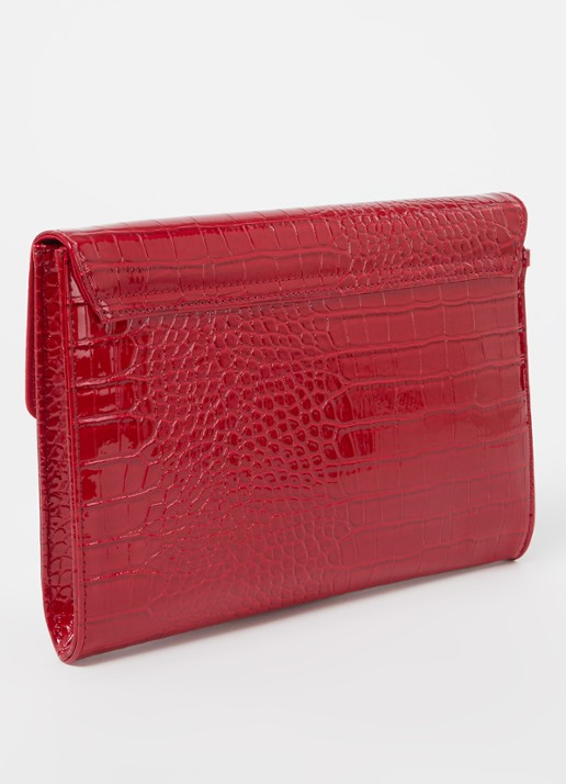 Ted Baker Crocey clutch met crocostructuur - achterkant 3 donkerrood
