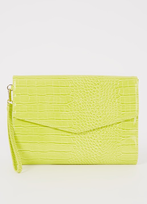 Ted Baker Crocey clutch met crocostructuur - voorkant 2 lime