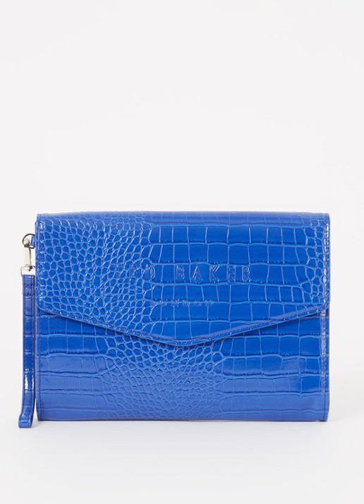 Ted Baker Crocey clutch met crocostructuur - voorkant blauw