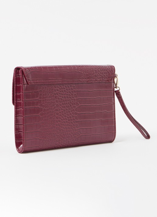 Ted Baker Crocey clutch met crocostructuur - achterkant 4 aubergine