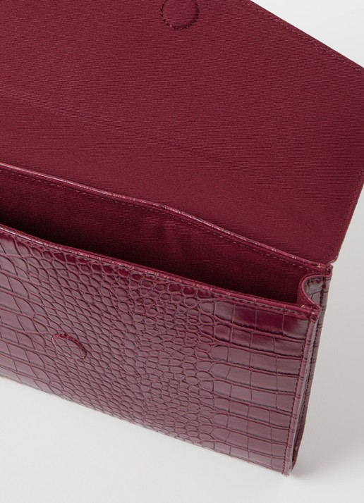 Ted Baker Crocey clutch met crocostructuur - detail 2 aubergine