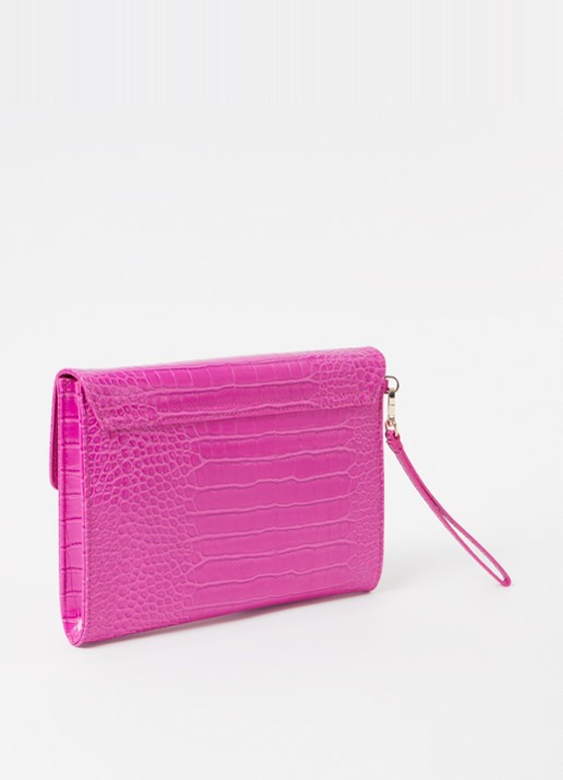 Ted Baker Crocey clutch met crocostructuur - achterkant 4 fuchsia