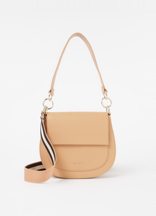 Ted Baker Darcell crossbodytas van leer - voorkant 4 donkerbeige