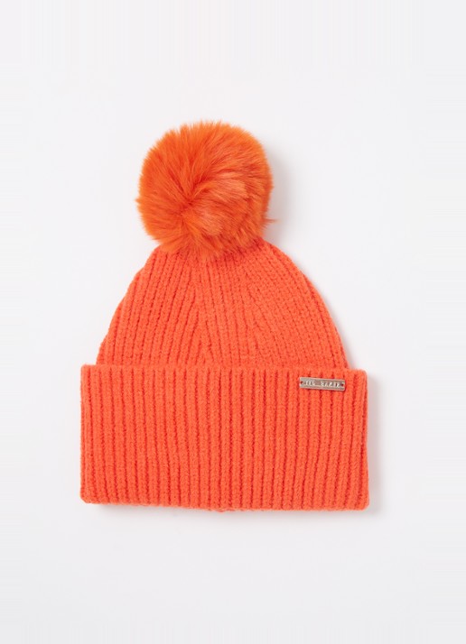 Ted Baker Emilyys grofgebreide muts met logo - voorkant orange