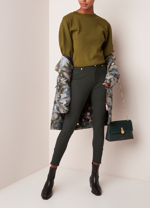Ted Baker Fioni skinny jegging met ritsdetails - voorkant 3 groen