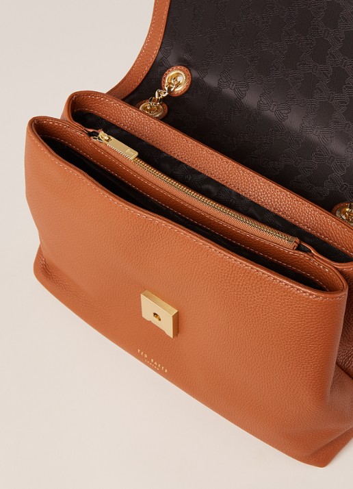 Ted Baker Hermiaa schoudertas van leer en suède - detail 4 cognac