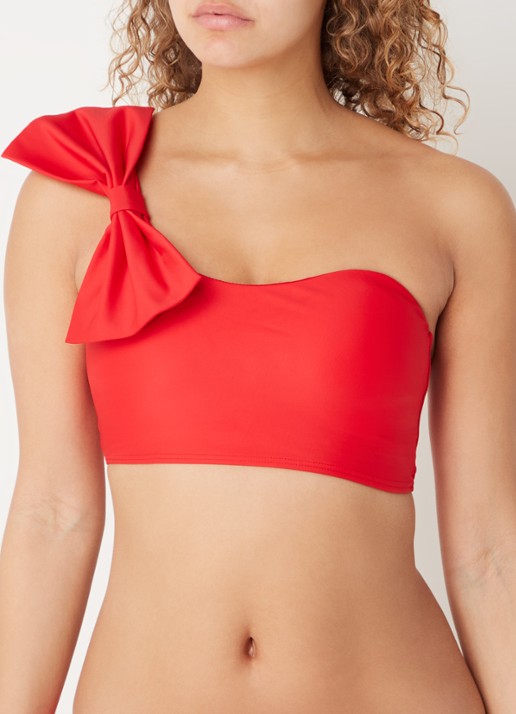 Ted Baker Liennaa one shoulder bikinitop met uitneembare vulling en strikdetail - detail 2 rood