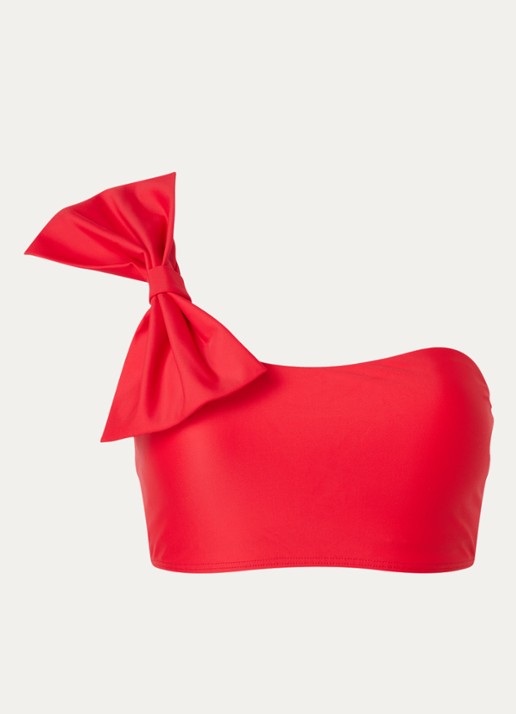 Ted Baker Liennaa one shoulder bikinitop met uitneembare vulling en strikdetail - voorkant 4 rood