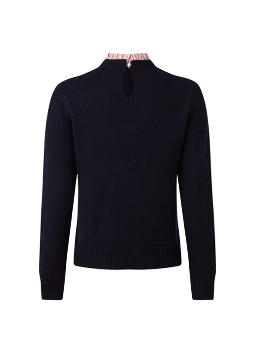 Ted Baker Lissiah fijngebreide pullover van wol met blouse-inzet - achterkant 2 zwart