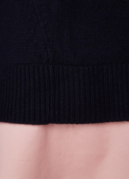 Ted Baker Lissiah fijngebreide pullover van wol met blouse-inzet - detail zwart