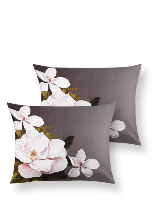 Ted Baker Opal kussensloop van katoensatijn 220TC in 2-pack - voorkant middengrijs
