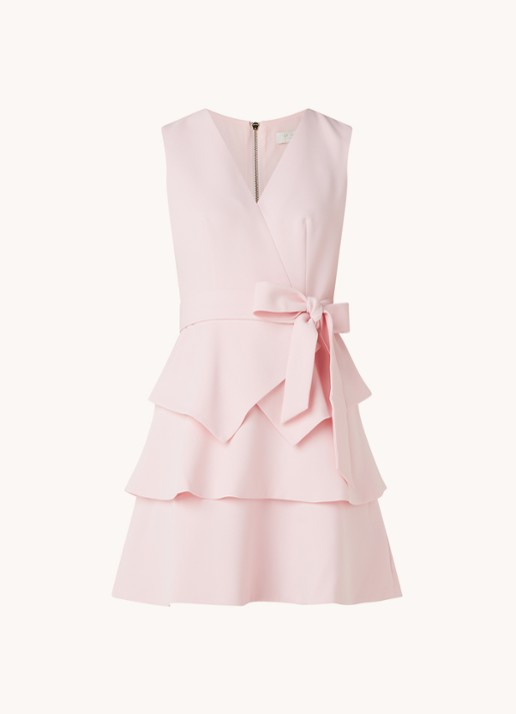 Ted Baker Reinah mini jurk met V-hals en volant - voorkant roze