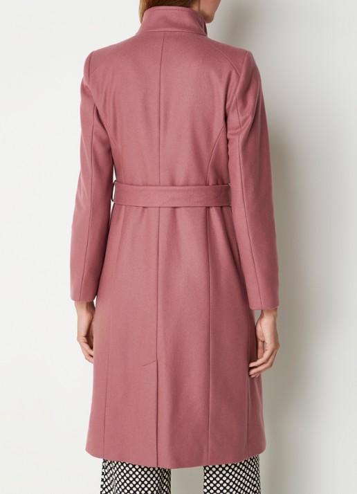 Ted Baker Rose mantel in wolblend met strikceintuur - achterkant oudroze