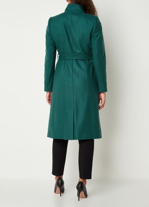 Ted Baker Rose mantel in wolblend met strikceintuur - achterkant groen