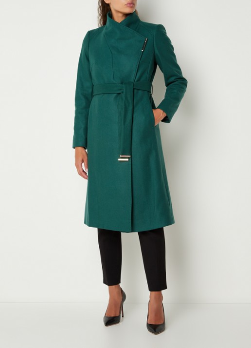 Ted Baker Rose mantel in wolblend met strikceintuur - detail 7 groen