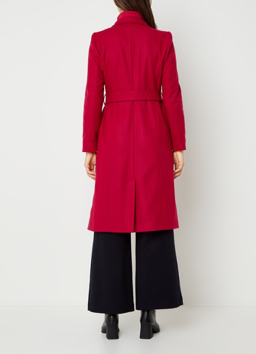 Ted Baker Rose mantel in wolblend met strikceintuur - achterkant donkerroze