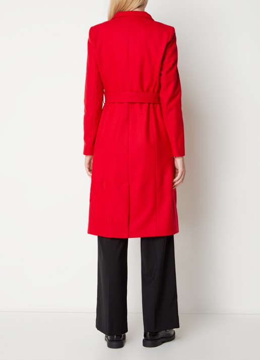Ted Baker Rose mantel in wolblend met strikceintuur - achterkant rood