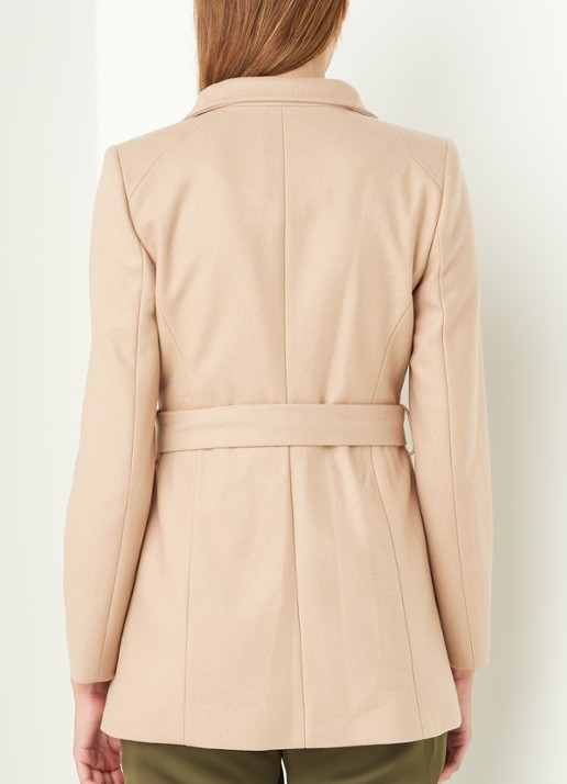 Ted Baker Rosess mantel in kasjmierblend met strikceintuur - achterkant camel