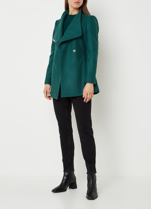 Ted Baker Rosess mantel in kasjmierblend met strikceintuur - voorkant 4 groen