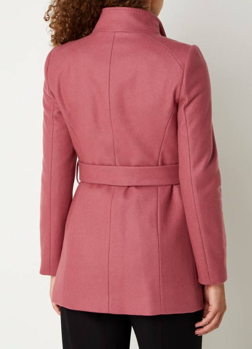 Ted Baker Rosess mantel in kasjmierblend met strikceintuur - achterkant 3 oudroze
