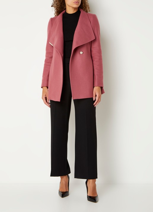Ted Baker Rosess mantel in kasjmierblend met strikceintuur - voorkant 5 oudroze