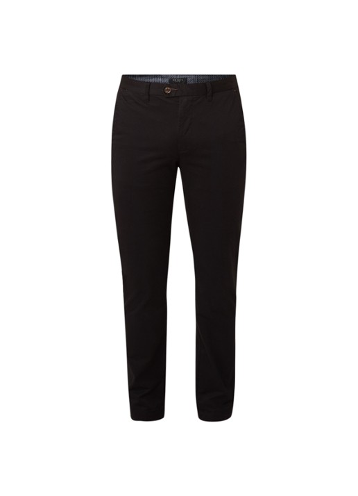 Ted Baker Seenchi classic fit chino met stretch - voorkant 4 zwart