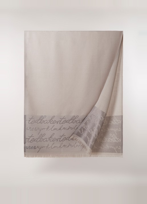 Ted Baker Teddiee sjaal met lurex 180 x 75 cm - voorkant 2 taupe