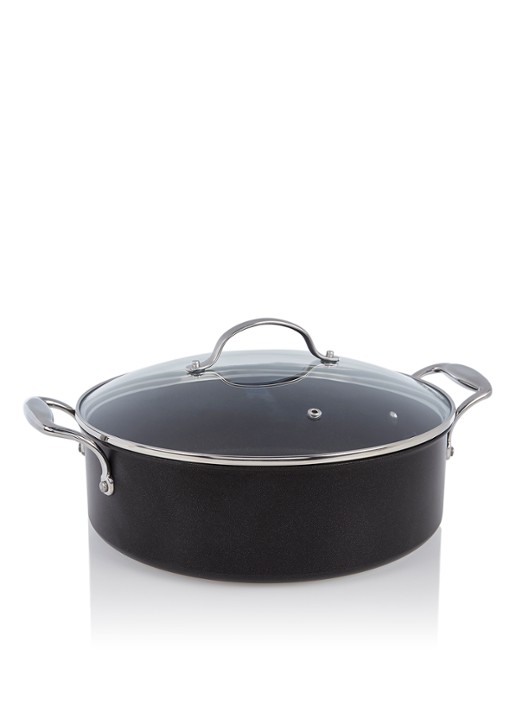 Tefal Heritage hapjespan met deksel 28 cm - voorkant zwart