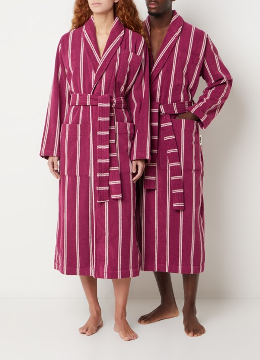 TEKLA Badjas van biologisch katoen met opgestikte zakken - unisex - voorkant 2 fuchsia