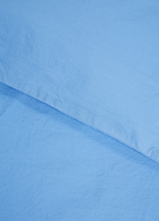 TEKLA Dekbedovertrek van  katoen perkal - exclusief kussenslopen - detail blauw