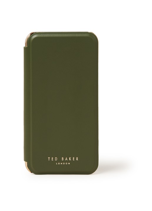 Telefoonhoes met spiegel voor iPhone X/XS  - voorkant 2 khaki
