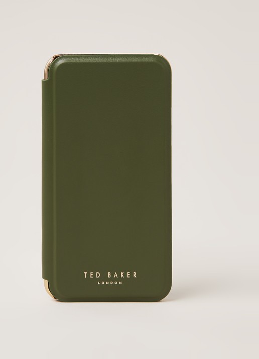 Telefoonhoes met spiegel voor iPhone X/XS  - voorkant 3 khaki