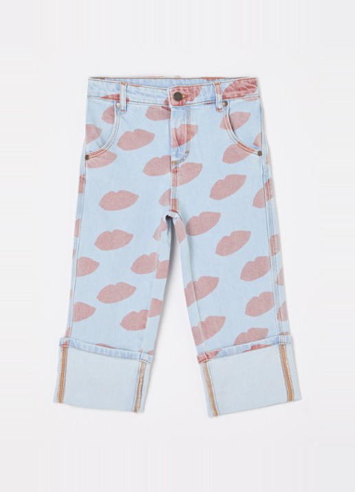 The Animals Observatory Ant loose fit jeans met print - voorkant 2 indigo