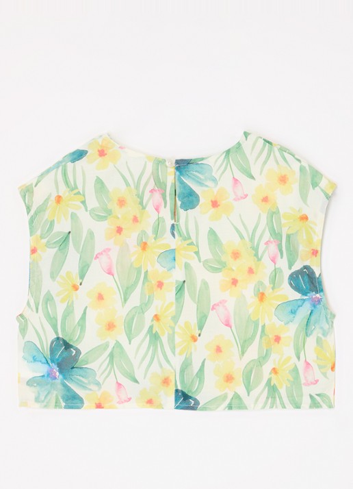 The Animals Observatory Baboon top met bloemenprint - voorkant 2 groen