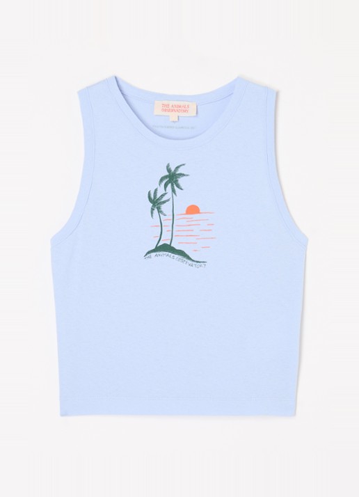 The Animals Observatory Frog tanktop met print  - voorkant lichtblauw