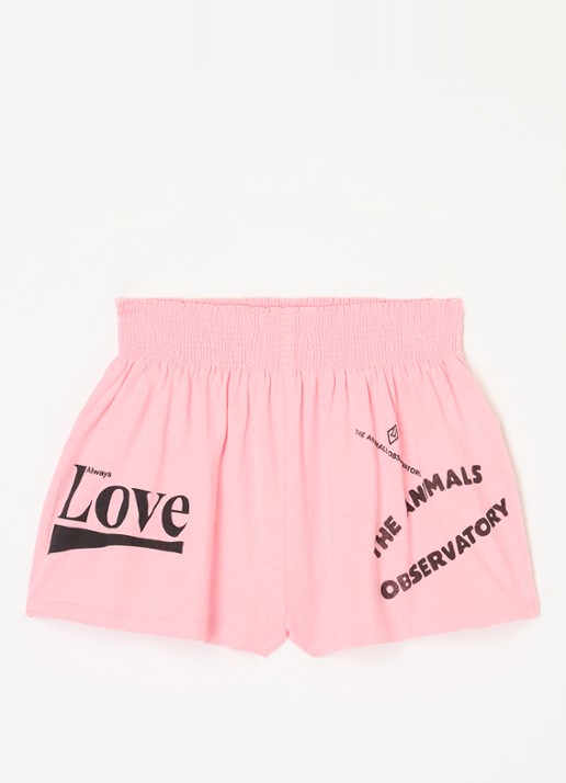 The Animals Observatory Ostrich loose fit korte broek met print - voorkant 3 roze
