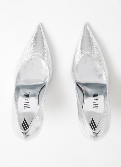 The Attico Cheope pump van leer met metallic finish - detail 5 zilver