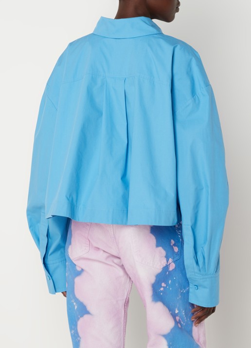 The Attico Jill cropped blouse - achterkant blauw