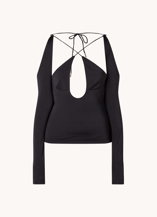 The Attico Zane top met cut-out details - voorkant 4 zwart