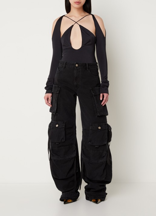 The Attico Zane top met cut-out details - voorkant 5 zwart