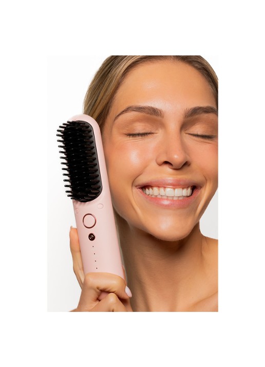 The Coucou Club Coucou Cordless Hair Straightening Brush - snoerloze elektrische haarborstel - detail 7 lichtroze