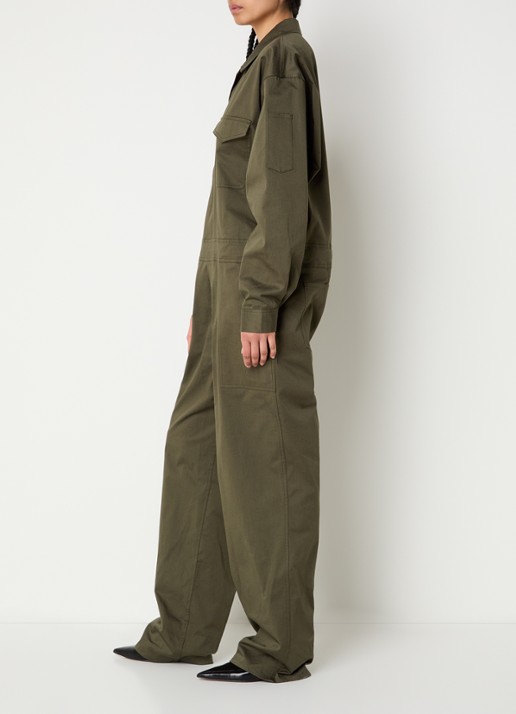 The Frankie Shop Ardea loose fit jumpsuit met steekzakken  - voorkant 4 groen