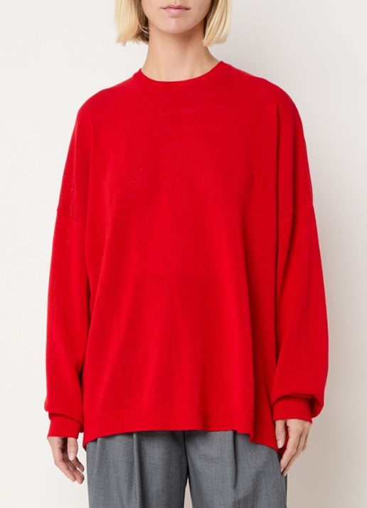 The Frankie Shop Basel oversized fijngebreide trui met ronde hals - detail 4 rood